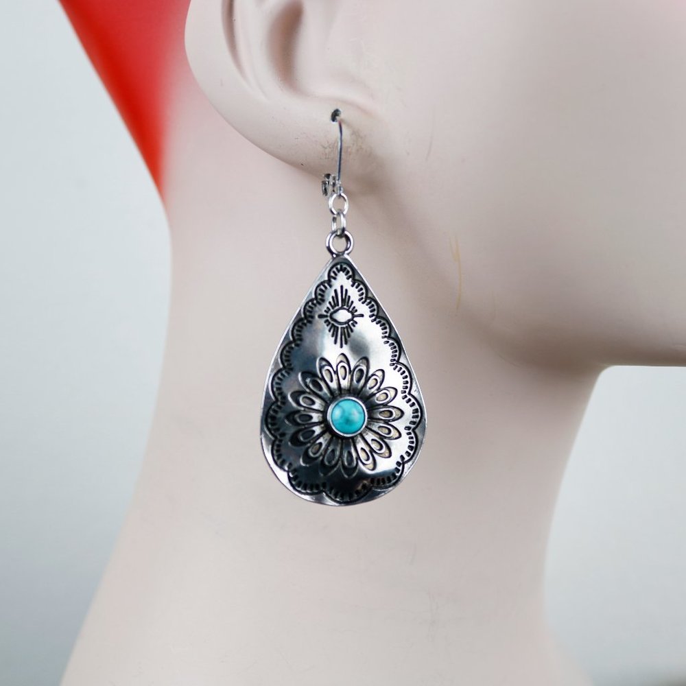 Handmade Silver-Tone Teardrop Boho Dangle Earrings